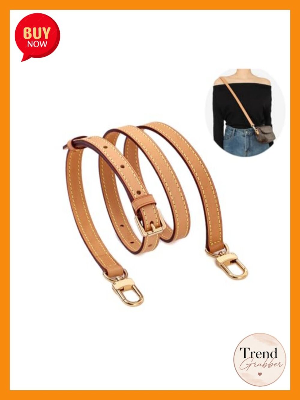 Vachetta Leather Crossbody Strap Handbag Replacement Adjustable Shoulder